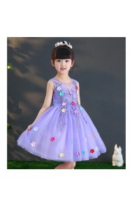 Little Big Girls Summer Embroidered Flower Dress Girl Birthday Party Princess Dress for Wedding